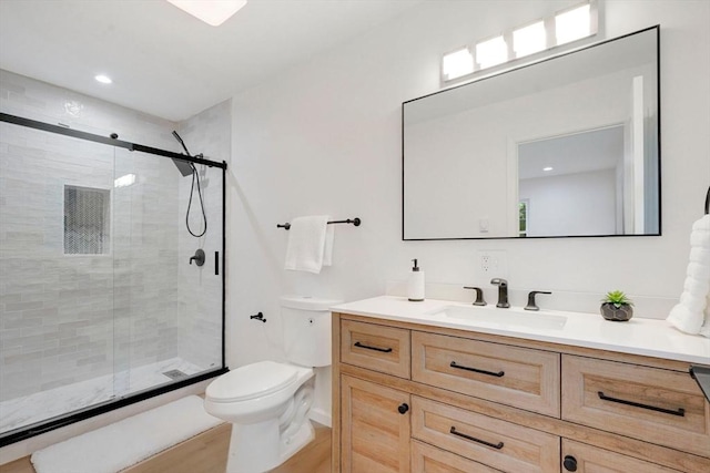 831 Morgan Rd, West Springfield, MA 01089 - full bath featuring vanity, a stall shower, and wood finished floors