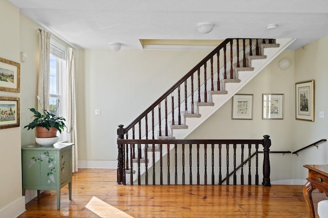 48 Northey St Unit 48, Salem, MA 01970 - stairs with hardwood / wood-style flooring and baseboards