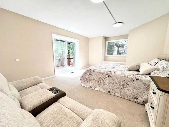 194 Captain Eames Cir Unit 194, Ashland, MA 01721 - bedroom featuring access to exterior, light carpet, multiple windows, and baseboards