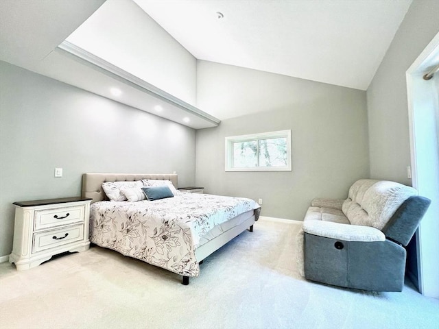 194 Captain Eames Cir Unit 194, Ashland, MA 01721 - bedroom with light colored carpet, lofted ceiling, baseboards, and recessed lighting