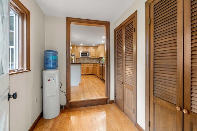 1857 Great Pond Rd, North Andover, MA 01845 - corridor featuring light wood finished floors and recessed lighting