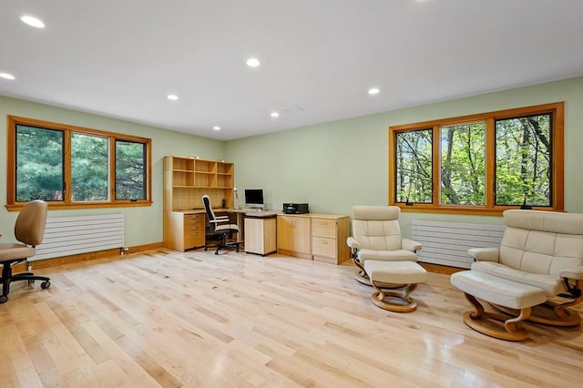 office space with a wealth of natural light and light wood-type flooring