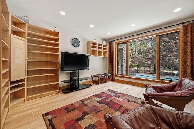 living room with hardwood / wood-style floors