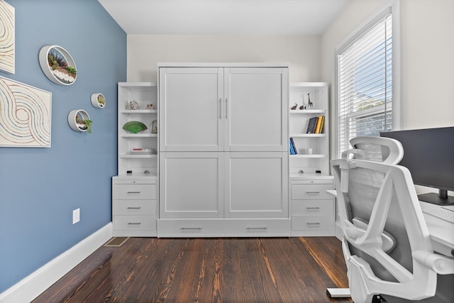 office space featuring dark hardwood / wood-style flooring