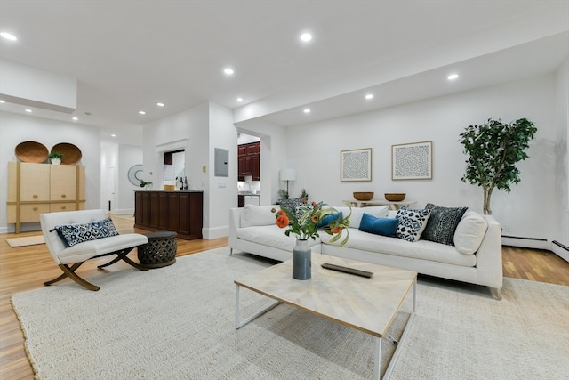 living room with light wood-type flooring