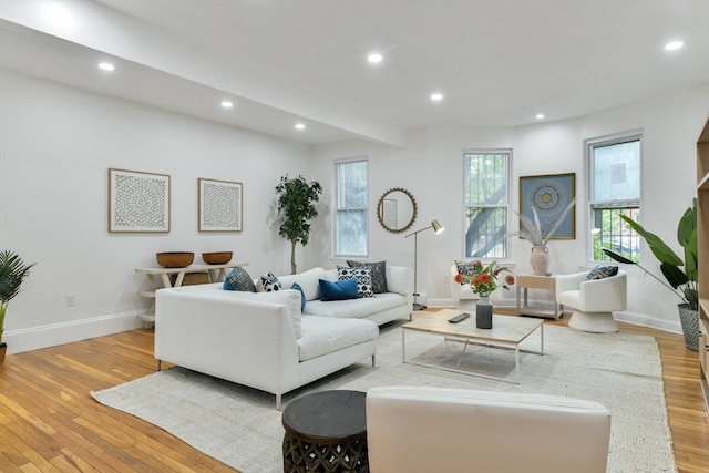 living room with light wood-type flooring