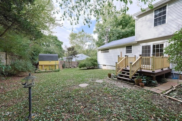 118 Coolidge St, Swansea, MA 02777 - view of yard featuring a shed and a wooden deck