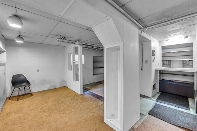 view of finished basement