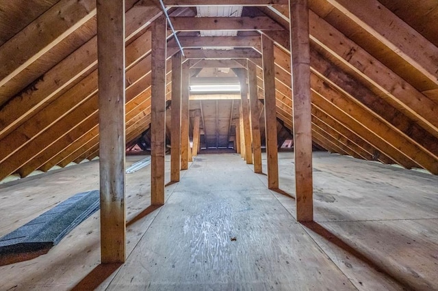 view of unfinished attic