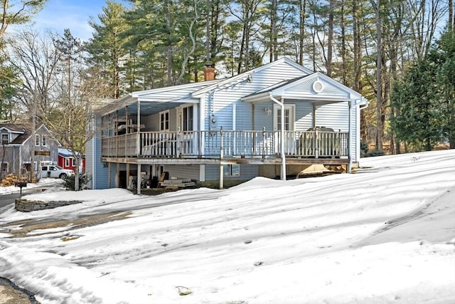 view of front of house with a chimney