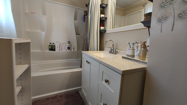 full bathroom with vanity and shower / bath combo
