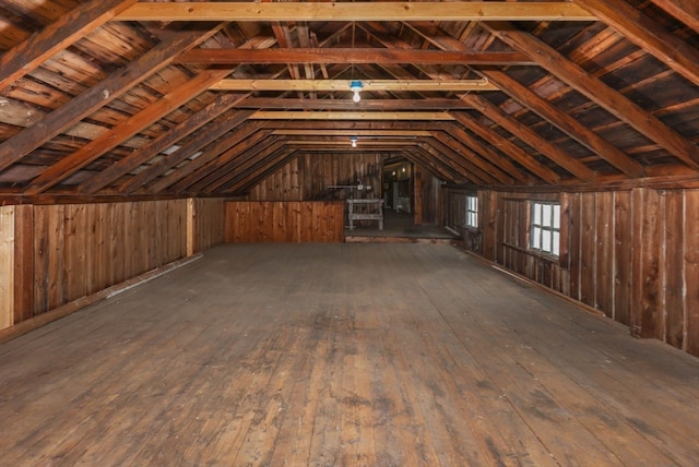 view of unfinished attic