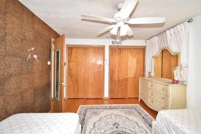 541 Grattan St, Chicopee, MA 01020 - bedroom featuring wood finished floors, multiple closets, and a ceiling fan