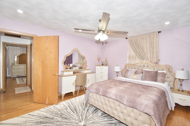 541 Grattan St, Chicopee, MA 01020 - bedroom with light wood-type flooring, recessed lighting, and ceiling fan