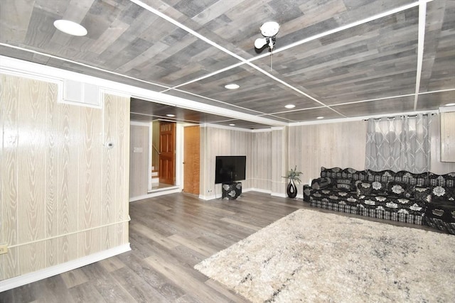 541 Grattan St, Chicopee, MA 01020 - living area featuring wood finished floors and wooden ceiling