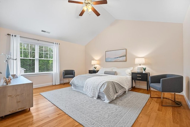 960 Main St Unit C, Woburn, MA 01801 - bedroom featuring light wood-style floors, vaulted ceiling, baseboards, and a ceiling fan