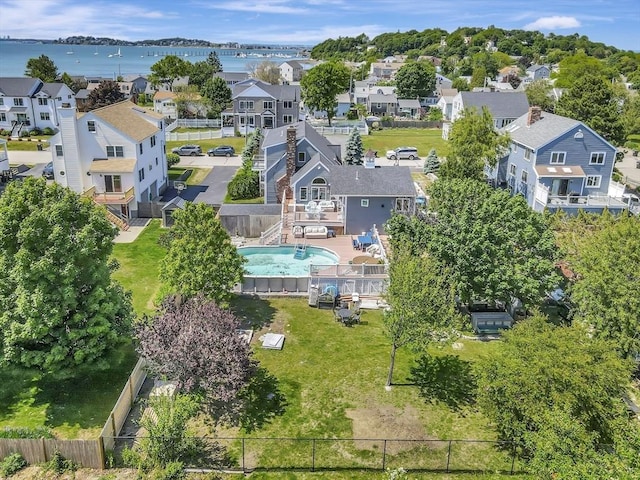 10 Vernon Ave, Hull, MA 02045 - aerial perspective of suburban area with a pool and a nearby body of water
