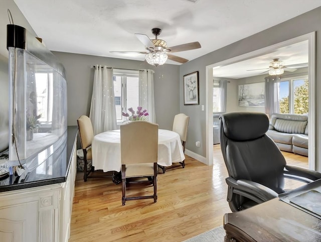 10 Vernon Ave, Hull, MA 02045 - dining area featuring a ceiling fan, healthy amount of natural light, and light wood-style flooring