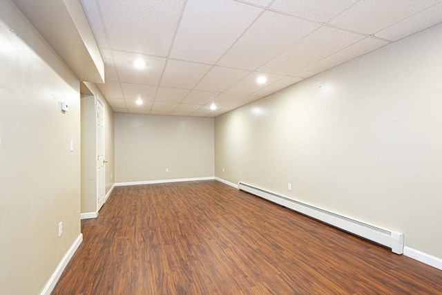 54 Clarke Rd, Sturbridge, MA 01518 - spare room featuring a baseboard radiator, wood finished floors, a paneled ceiling, and recessed lighting