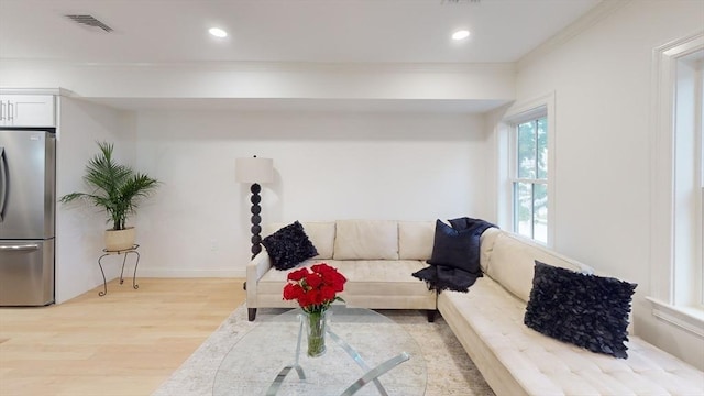 50 N Payne St Unit 5, Quincy, MA 02169 - living room with light wood-style flooring, crown molding, recessed lighting, and baseboards