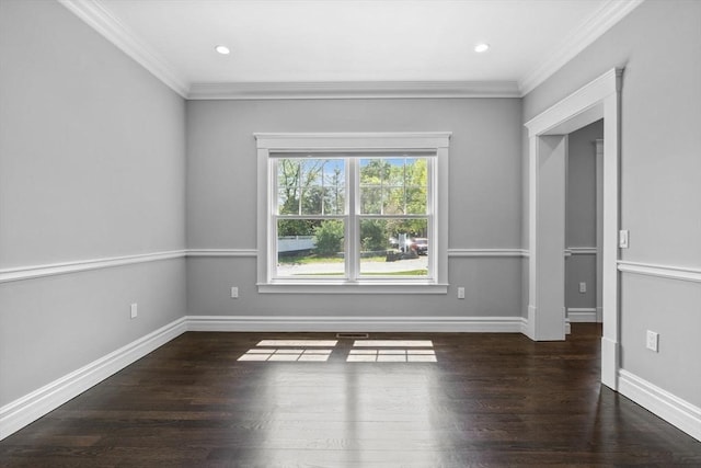 1 Farwell Cir, Newton, MA 02460 - spare room with crown molding, wood finished floors, baseboards, and recessed lighting