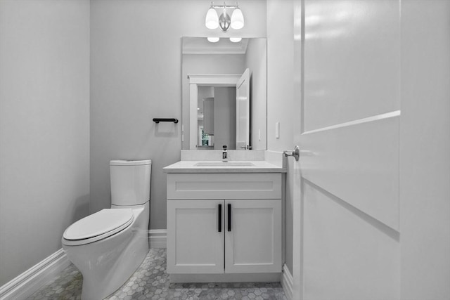 1 Farwell Cir, Newton, MA 02460 - half bath featuring toilet, vanity, and baseboards