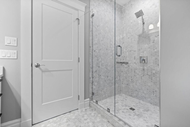 1 Farwell Cir, Newton, MA 02460 - full bath with a shower stall, baseboards, and vanity