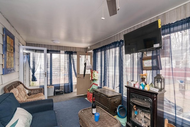 living room with carpet floors