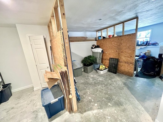 interior space featuring concrete floors