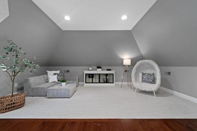 19 Cardiff Rd, Windham, NH 03087 - sitting room featuring vaulted ceiling, baseboards, and recessed lighting