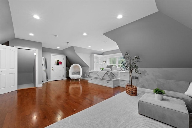 19 Cardiff Rd, Windham, NH 03087 - living room with lofted ceiling, wood finished floors, recessed lighting, and baseboards