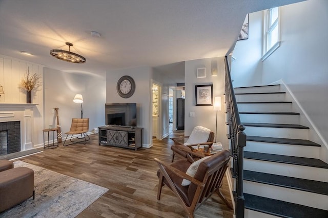 living room with wood-type flooring