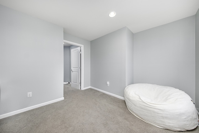 sitting room with light colored carpet