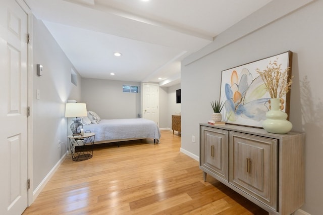 bedroom with light wood-type flooring