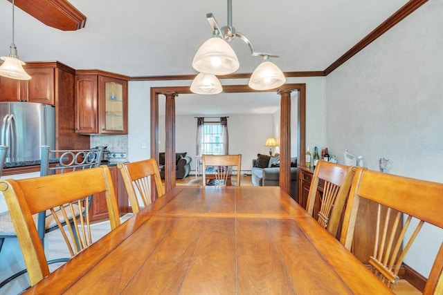 5 Upland St, Auburn, MA 01501 - dining room with ornate columns and ornamental molding