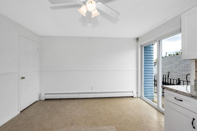 45 W 3rd St Unit 6, Lowell, MA 01850 - empty room featuring a baseboard heating unit, a ceiling fan, and light flooring