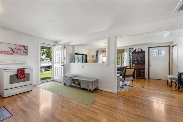 interior space with light hardwood / wood-style flooring and a wealth of natural light