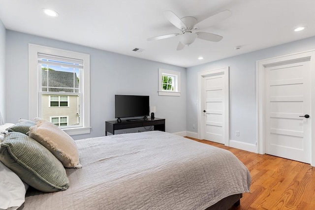 1 Apollo Cir, Lexington, MA 02421 - bedroom with light wood-type flooring, recessed lighting, and a ceiling fan