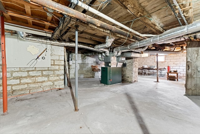 basement with heating unit