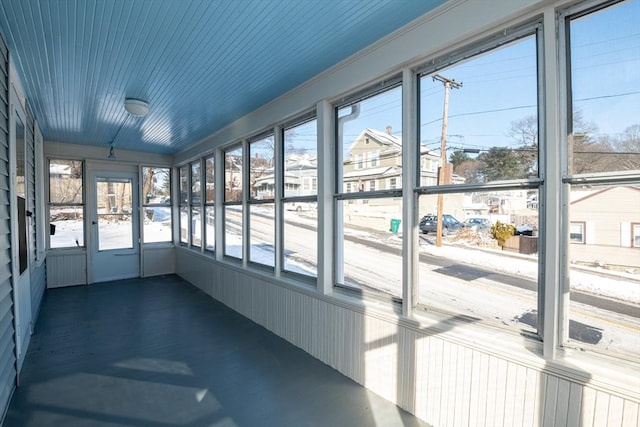 view of unfurnished sunroom