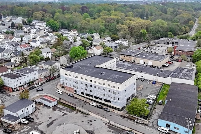 drone / aerial view of a heavily wooded area