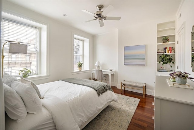 337 Marlborough Unit 3, Boston, MA 02115 - bedroom with dark wood finished floors, baseboards, and a ceiling fan
