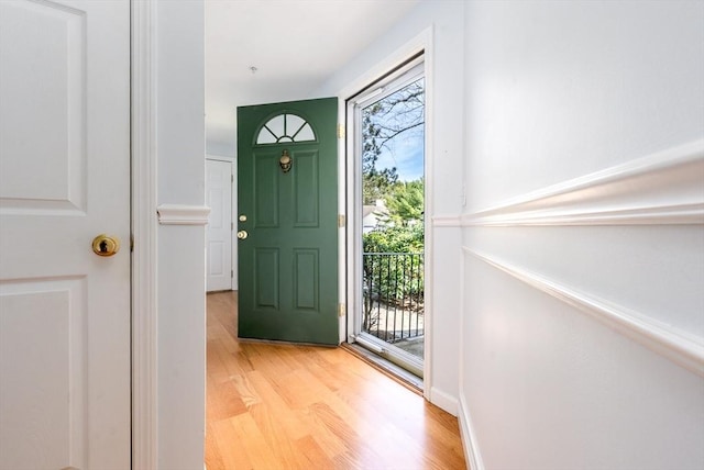 foyer entrance featuring light wood-type flooring
