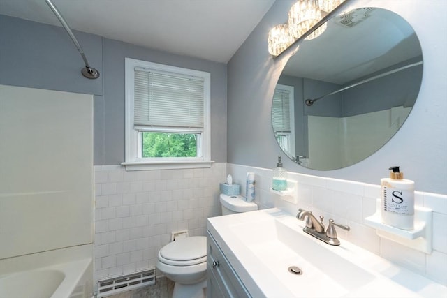 13 Westgate Rd, Framingham, MA 01701 - bathroom featuring tile walls, vanity, shower / bathtub combination, and wainscoting