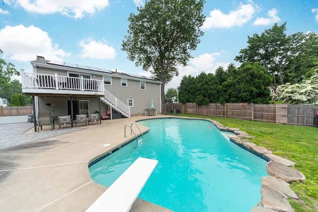 13 Westgate Rd, Framingham, MA 01701 - view of pool featuring stairway, a deck, a patio area, and a fenced backyard