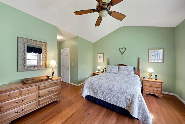 304 Godfrey Dr Unit 304, Norton, MA 02766 - bedroom featuring wood finished floors, baseboards, lofted ceiling, and ceiling fan