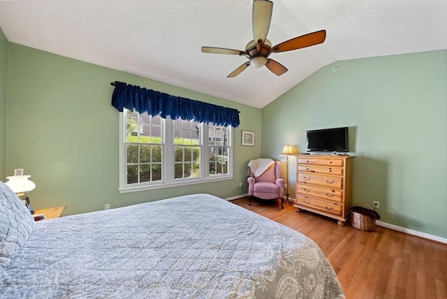 304 Godfrey Dr Unit 304, Norton, MA 02766 - bedroom with lofted ceiling, wood finished floors, baseboards, and a ceiling fan
