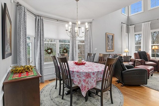 4 Rose Court Way Unit 4, Walpole, MA 02032 - dining space with a chandelier, wood finished floors, and healthy amount of natural light