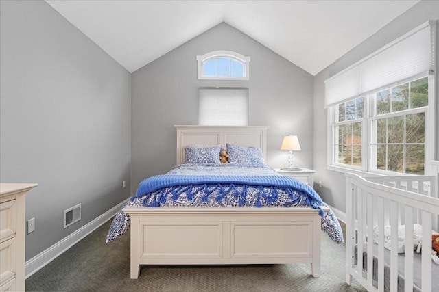 4 Rose Court Way Unit 4, Walpole, MA 02032 - bedroom featuring dark carpet, vaulted ceiling, and baseboards