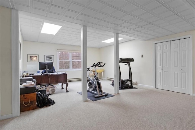 4 Rose Court Way Unit 4, Walpole, MA 02032 - exercise room featuring carpet floors, baseboard heating, and baseboards